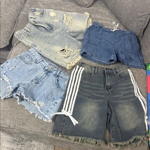 New Mix Kids Denim Shorts - Blue, Gray, Tan